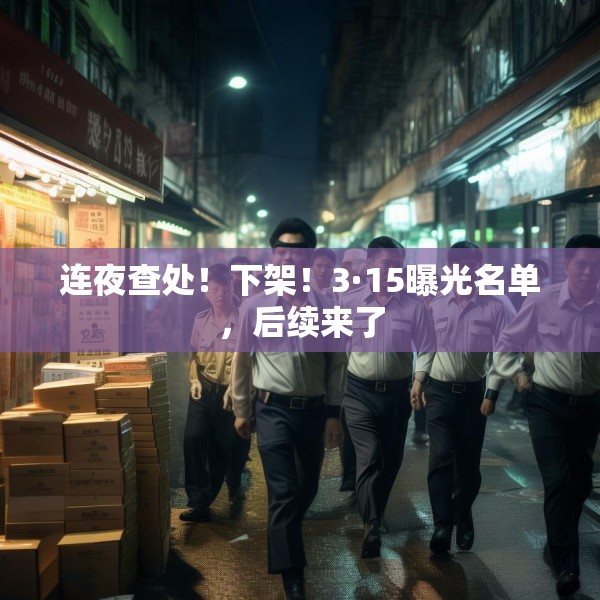 连夜查处！下架！3·15曝光名单，后续来了