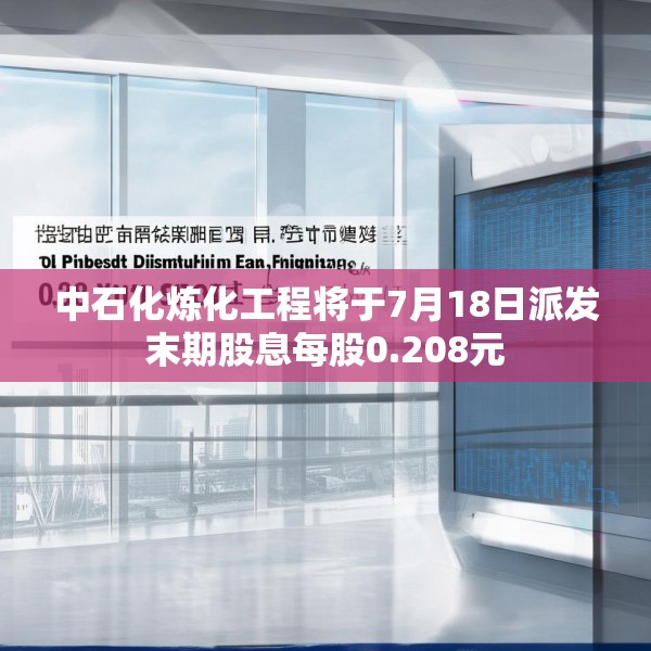 中石化炼化工程将于7月18日派发末期股息每股0.208元
