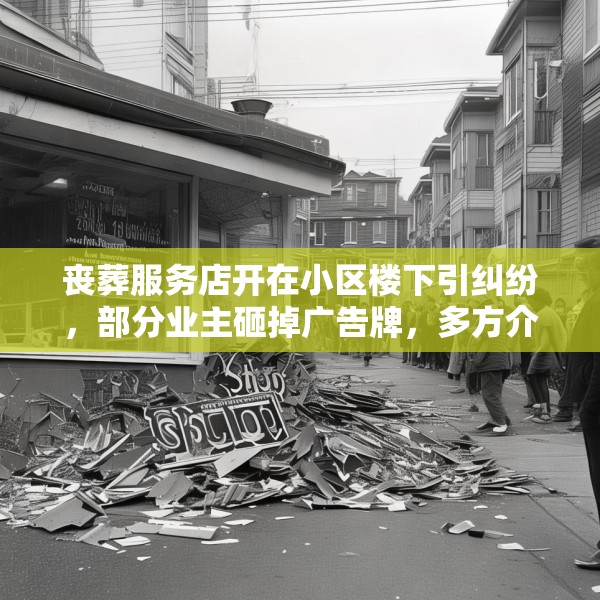 丧葬服务店开在小区楼下引纠纷，部分业主砸掉广告牌，多方介入