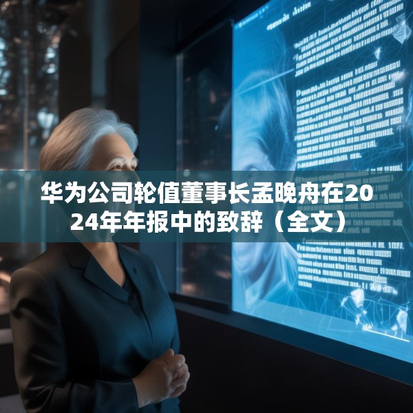 华为公司轮值董事长孟晚舟在2024年年报中的致辞（全文）