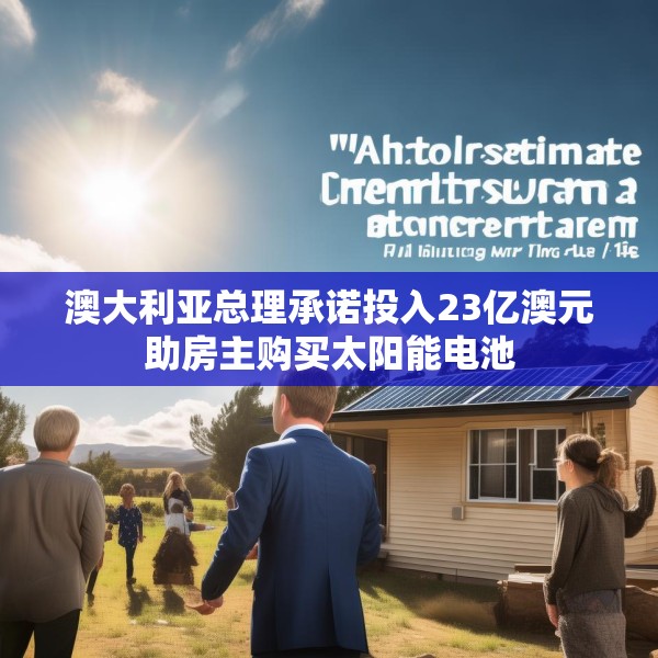 澳大利亚总理承诺投入23亿澳元助房主购买太阳能电池