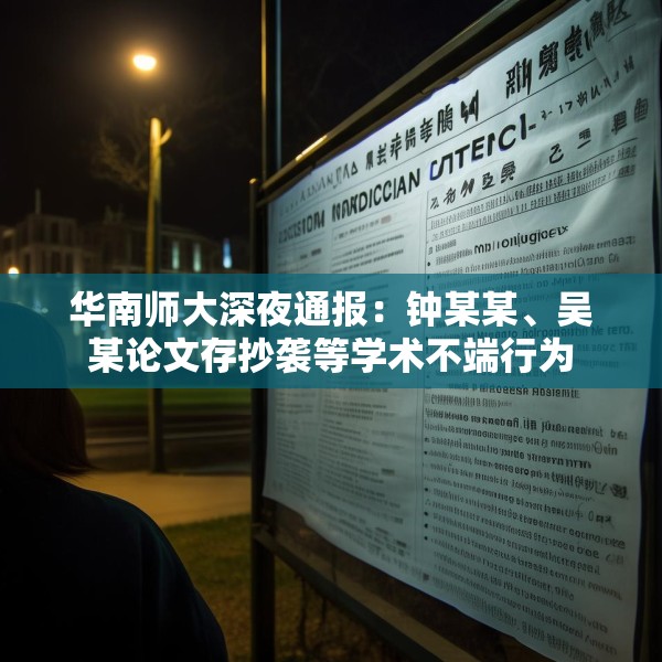 华南师大深夜通报：钟某某、吴某论文存抄袭等学术不端行为