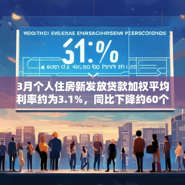 3月个人住房新发放贷款加权平均利率约为3.1%，同比下降约60个基点