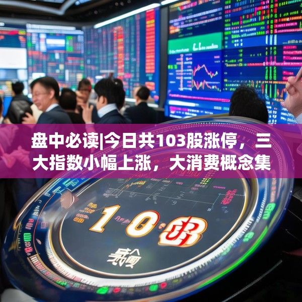 盘中必读|今日共103股涨停，三大指数小幅上涨，大消费概念集体爆发