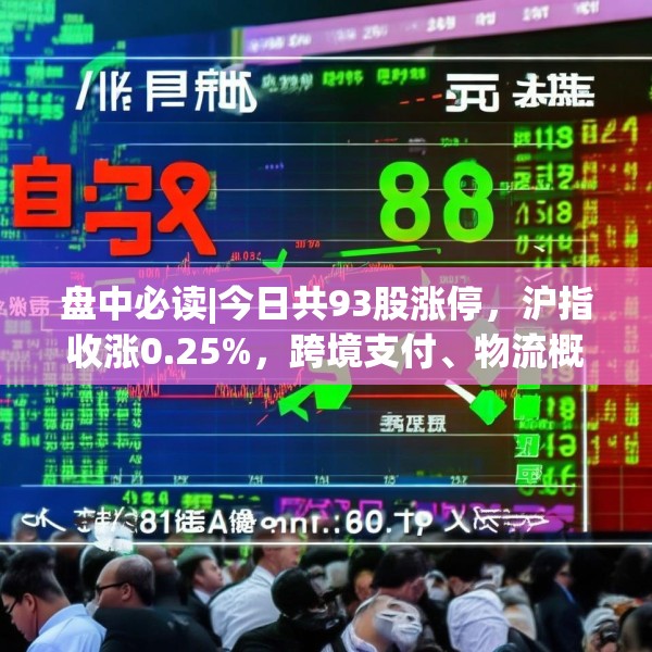 盘中必读|今日共93股涨停，沪指收涨0.25%，跨境支付、物流概念集体走高