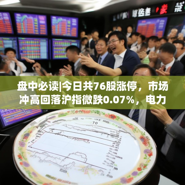 盘中必读|今日共76股涨停，市场冲高回落沪指微跌0.07%，电力股集体大涨