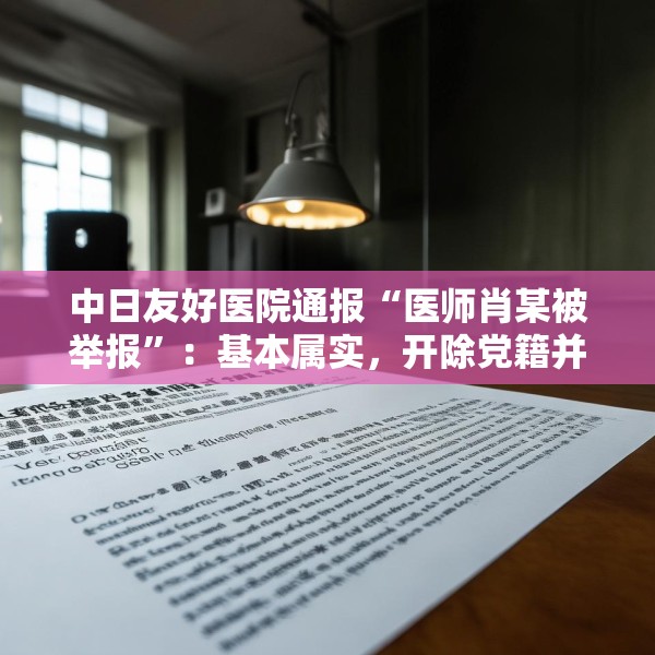 中日友好医院通报“医师肖某被举报”：基本属实，开除党籍并解聘