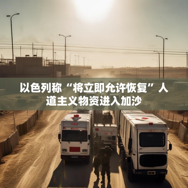 以色列称“将立即允许恢复”人道主义物资进入加沙