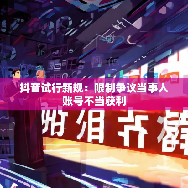 抖音试行新规：限制争议当事人账号不当获利