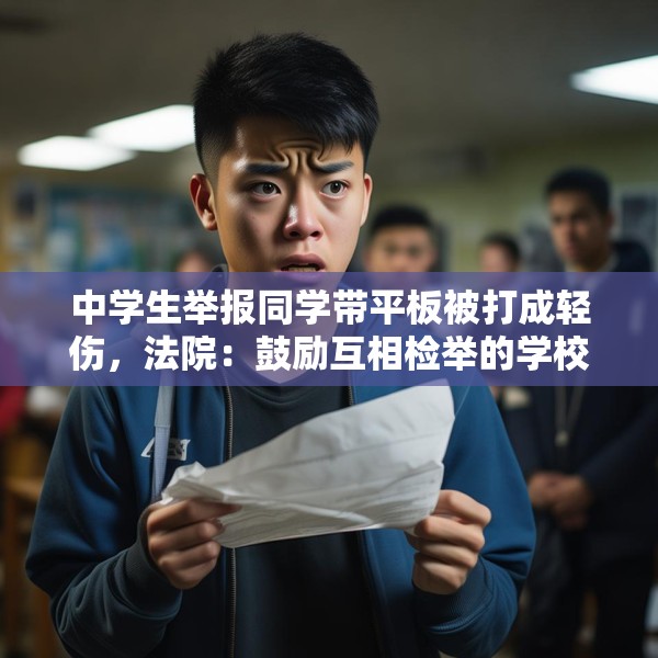 中学生举报同学带平板被打成轻伤，法院：鼓励互相检举的学校应担责三成