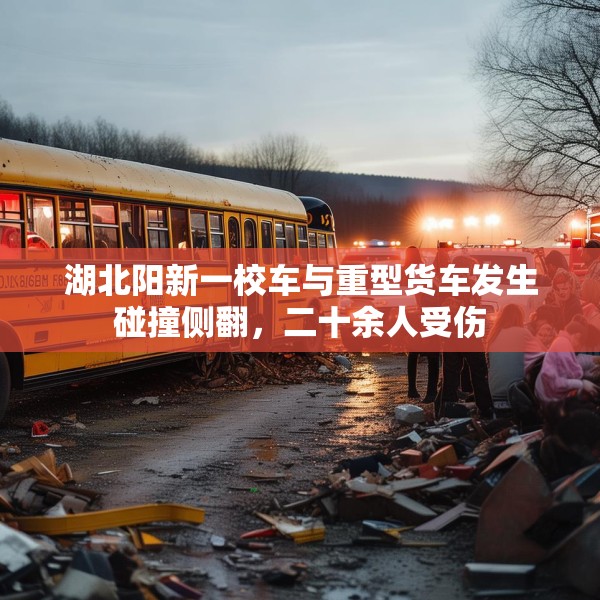 湖北阳新一校车与重型货车发生碰撞侧翻，二十余人受伤