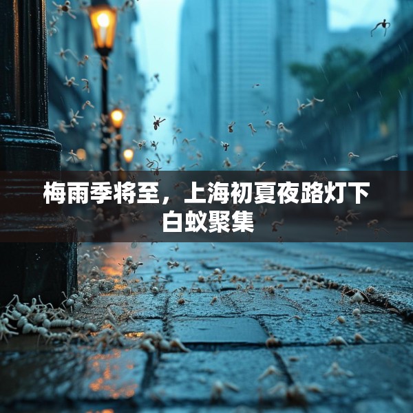 梅雨季将至，上海初夏夜路灯下白蚁聚集