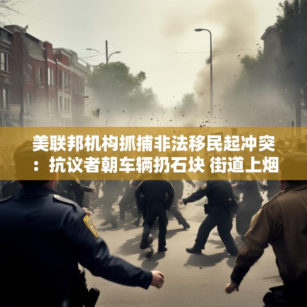 美联邦机构抓捕非法移民起冲突：抗议者朝车辆扔石块 街道上烟雾弥漫