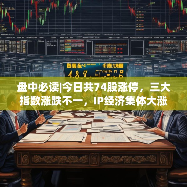 盘中必读|今日共74股涨停，三大指数涨跌不一，IP经济集体大涨