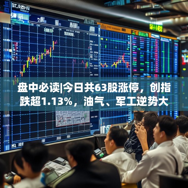 盘中必读|今日共63股涨停，创指跌超1.13%，油气、军工逆势大涨