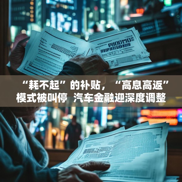 “耗不起”的补贴，“高息高返”模式被叫停  汽车金融迎深度调整